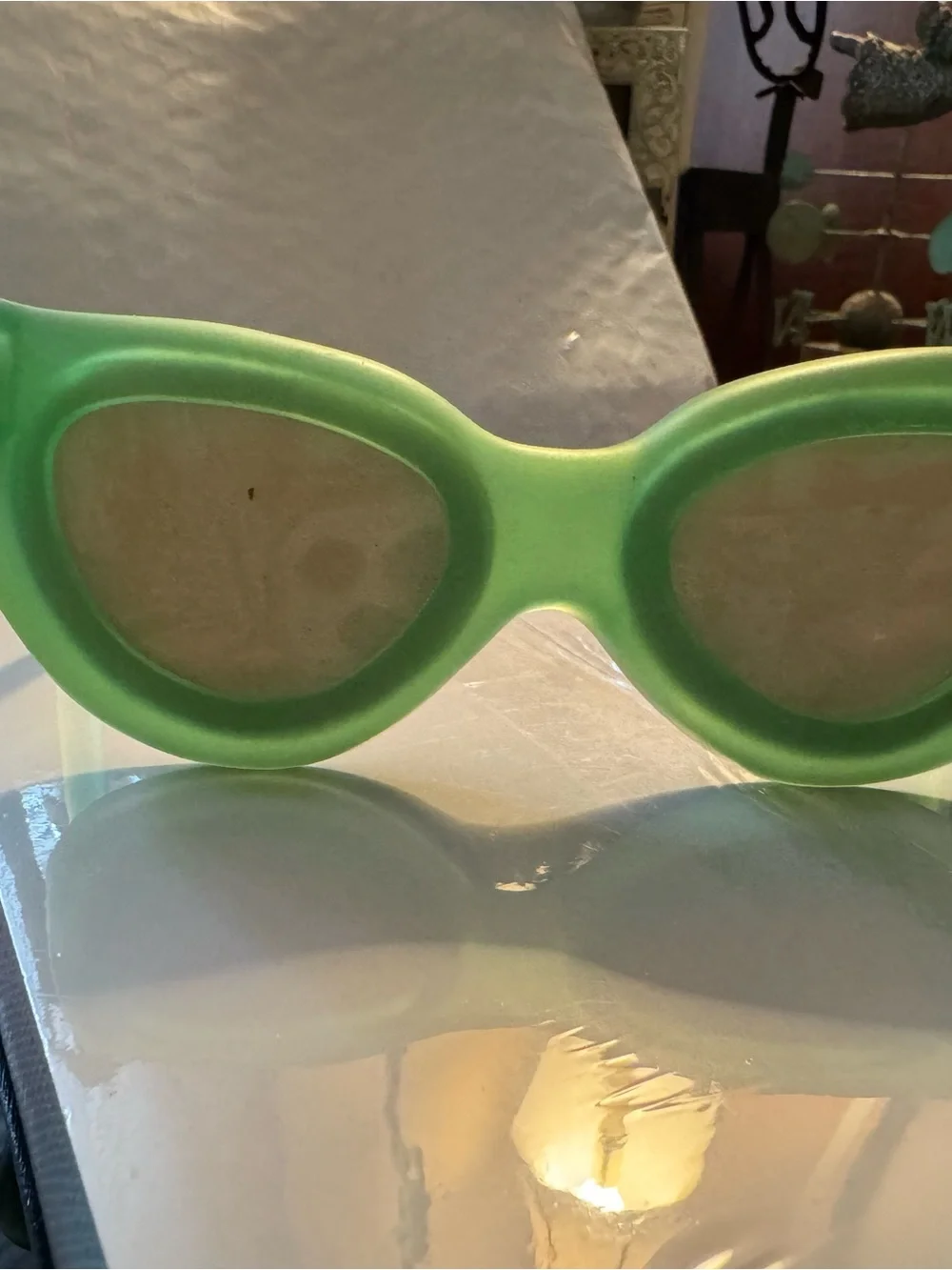 Retro Oversized Cat Eye Sunglasses - Bright Green photo frame